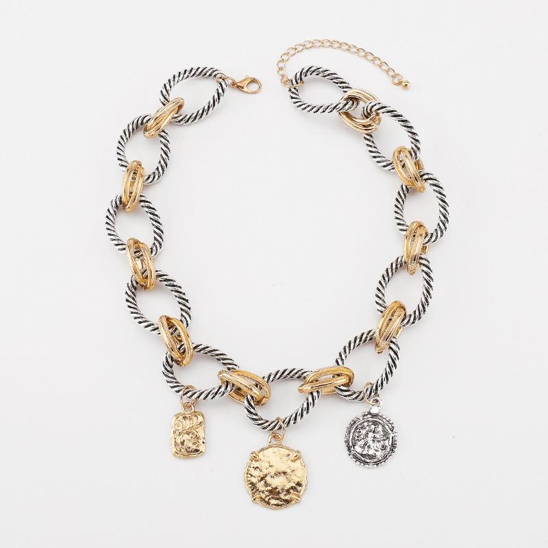 Европейский и американский преувеличенный темперамент популярное ожерелье-цепочка твист ZA та же монета сплав кулон ключичная цепочка