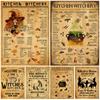 Witch Room Decoration Kitchen Witch Retro Poster Moon Art Poster and Printing Interesting Witch Kitchen