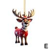 2D Acrylic Cartoon Fawn Christmas Tree Pendant Christmas Cute Christmas Easter Fawn Cartoon Decorations Hat Print Z8U6