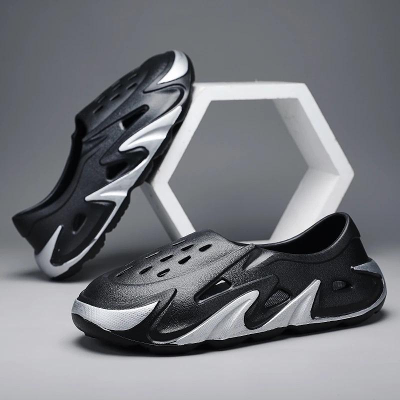 Модные мужские сандалии летние пляжные тапочки мужские сандалии уличные тапочки EVA Hollow 2024 нескользящие дырочки шлепанцы мужская повседневная обувь zapatos