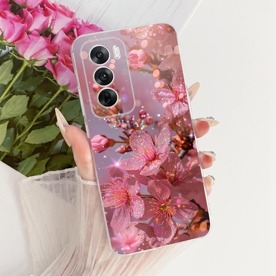 For Oppo Reno12 Pro Case CPH2629 Luxury Flowers Butterfly Painted Cover Soft Silicone Case For Oppo Reno 12 Pro Reno12 5G Fundas