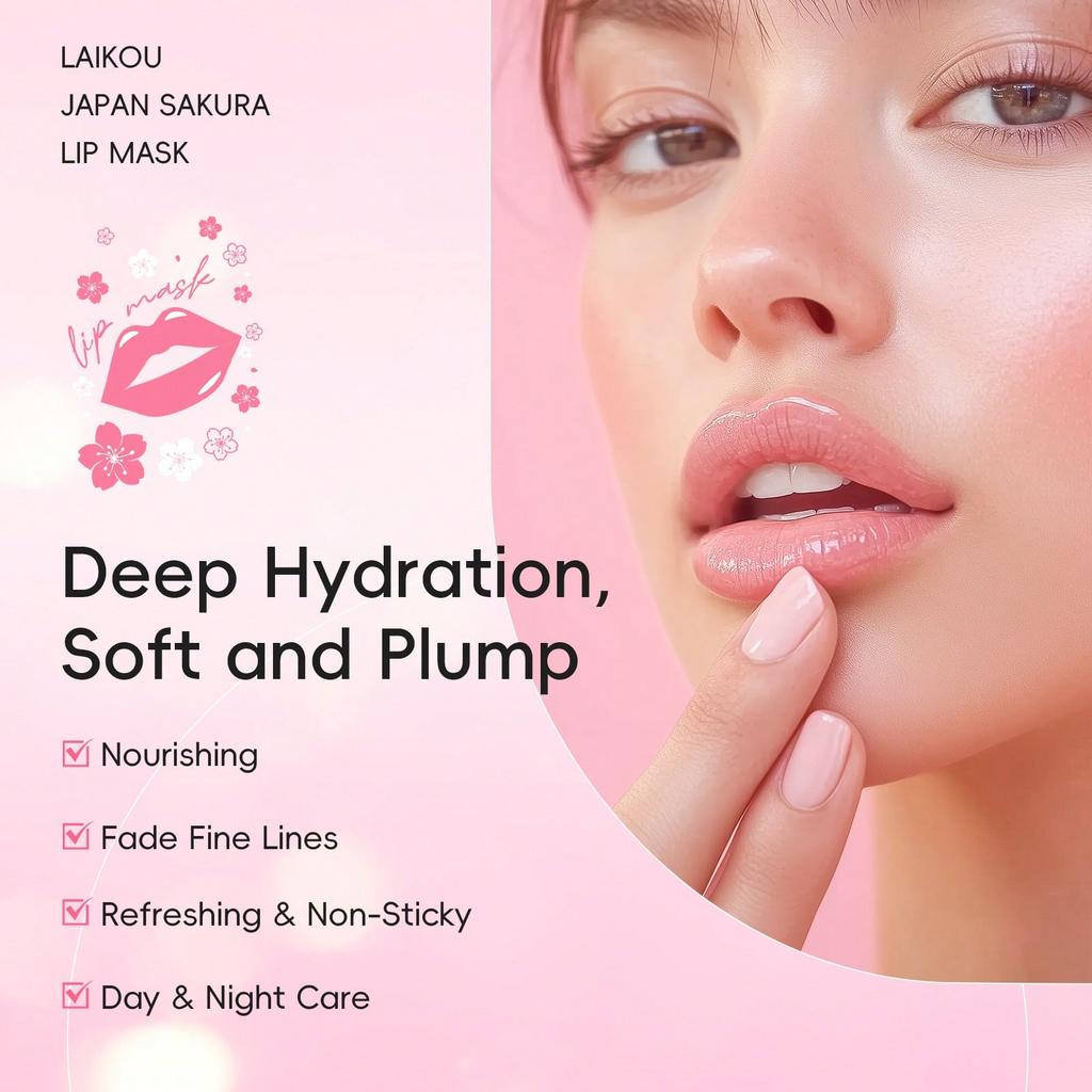 Маска для губ Sakura, предотвращает шелушение и растрескивание. Увлажняющий и гидратирующий. Осветляет тон кожи губ. уменьшает морщинки на губах,