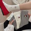 Женские весенне-осенние милые мультяшные носки из хлопка, дышащие, без косточек, в рубчик