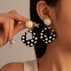 Square Acrylic Scarf For Women With Retro Black And White Polka Dot Geometric Fashion Details