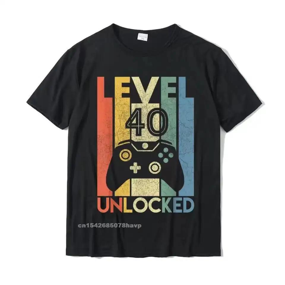 Level 40 Unlocked Funny Video Gamer 40th Birthday Gift T Printed On For Unisex Wholesale T Shirts Party Graphic T Shirts S5xl