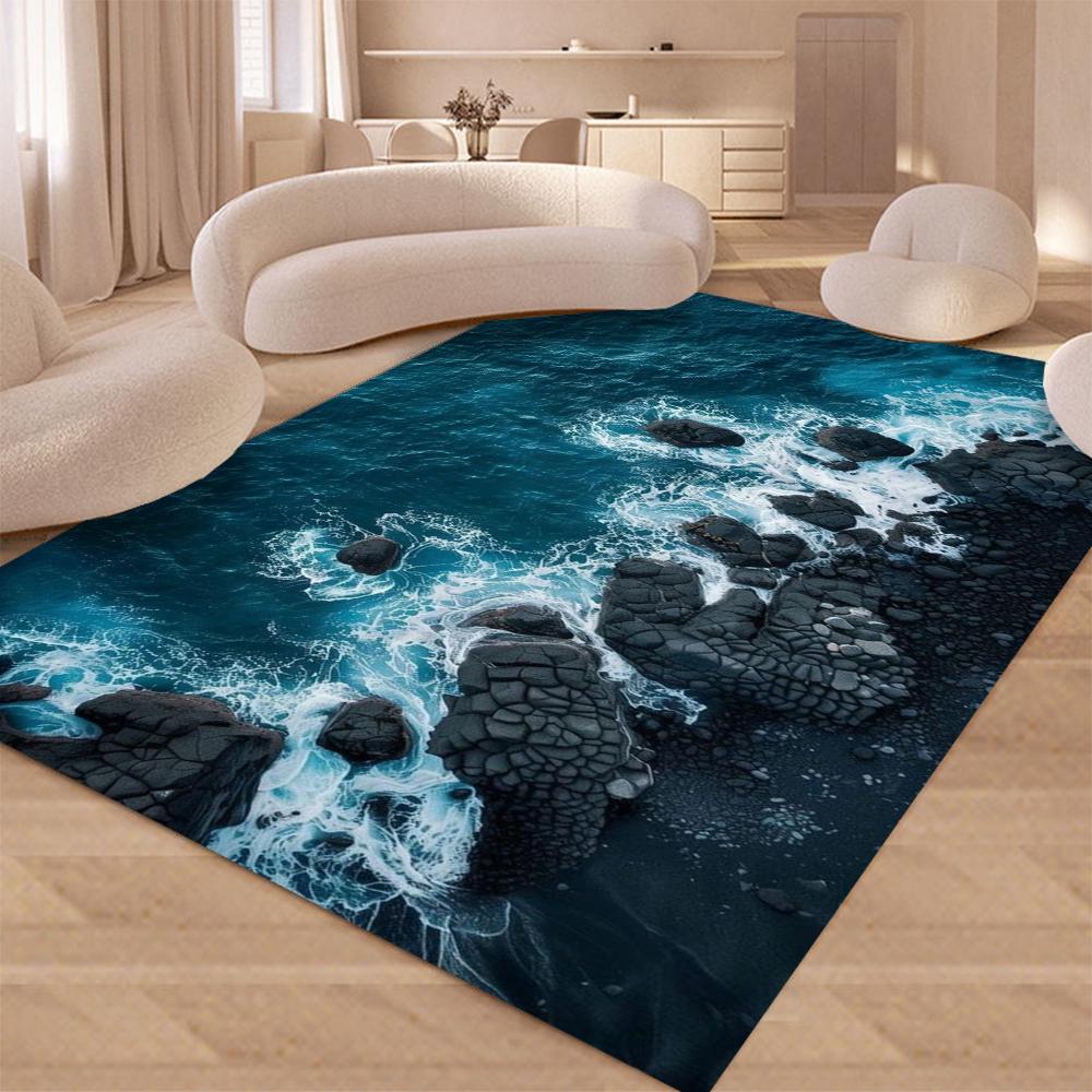 Ковер-циновка с морской водой, пляжем, рифом, природным пейзажем для гостиной, спальни, дома, для украшения дивана, детская нескользящая напольная подстилка
