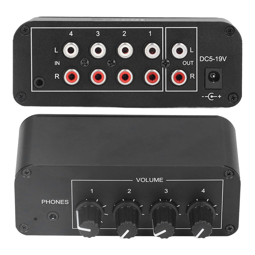 Стерео микшерный пульт 4 канала RCA вход и выход Мини стерео микшер с раздельными регуляторами громкости фо