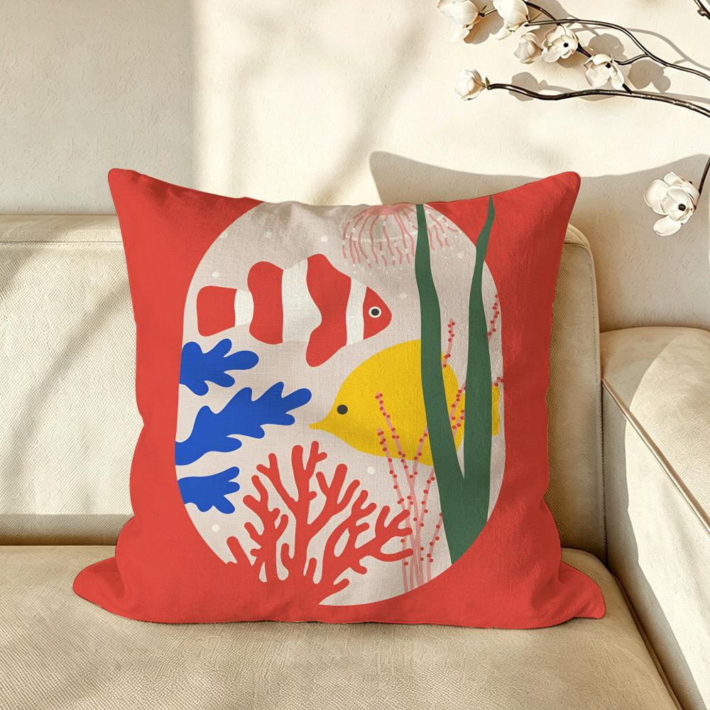 Art BBlueSSeaCreatureCoral Cushion Cover Pillow Case Antidustmite Pillowcase Silky Short Plush Sofa Cushion Cover hot