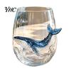 Unique Coastal Style Drinking Glass 12oz Octopus Water Cup, Embossed Design, Hand Painted Marine Handcrafted Deep Sea Pattern Tumbler for Ocean Lovers