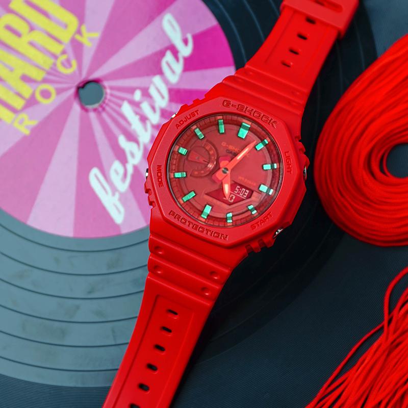 Casio Мужские часы Red Series GA-2100-4A с жидкокристаллическим и аналоговым двойным дисплеем(Watch8--)