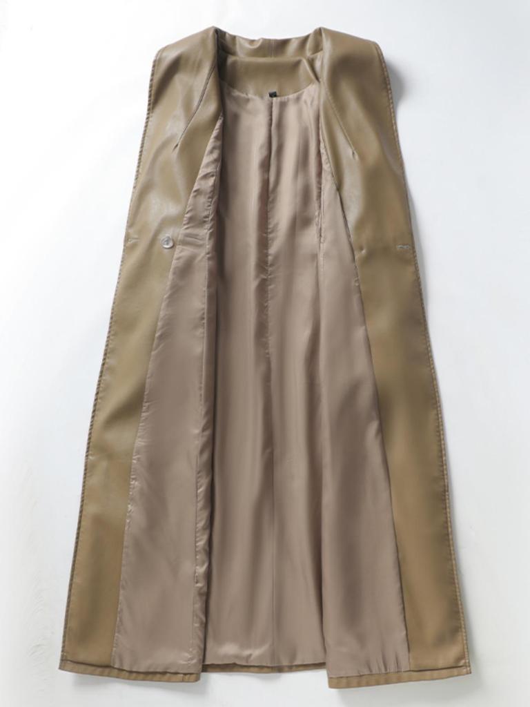 Женское пальто из овчины: Элегантная, со шнуровкой, подчеркивающая талию, длинная юбка в стиле из кожи, Коллекция 2025