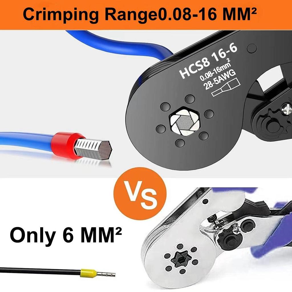 0,08-16 мм² 16-6 Инструменты для обжима трубчатых клемм Мини-клещи для обжима клемм большого размера Набор прецизионных электрических зажимов