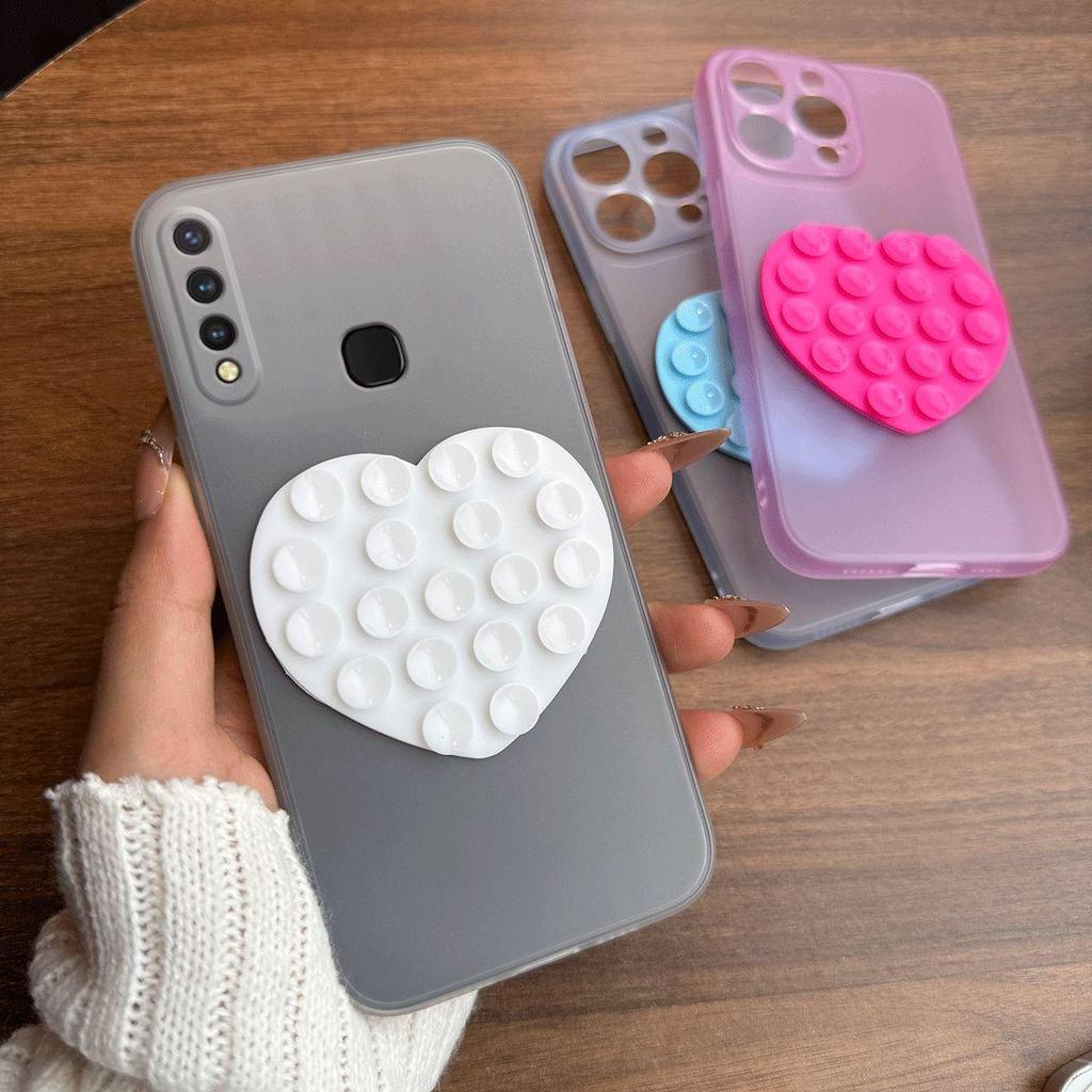 Чехол-присоска в форме сердца для Vivo Y19, полупрозрачный, матовый, противоударный, из мягкого ТПУ