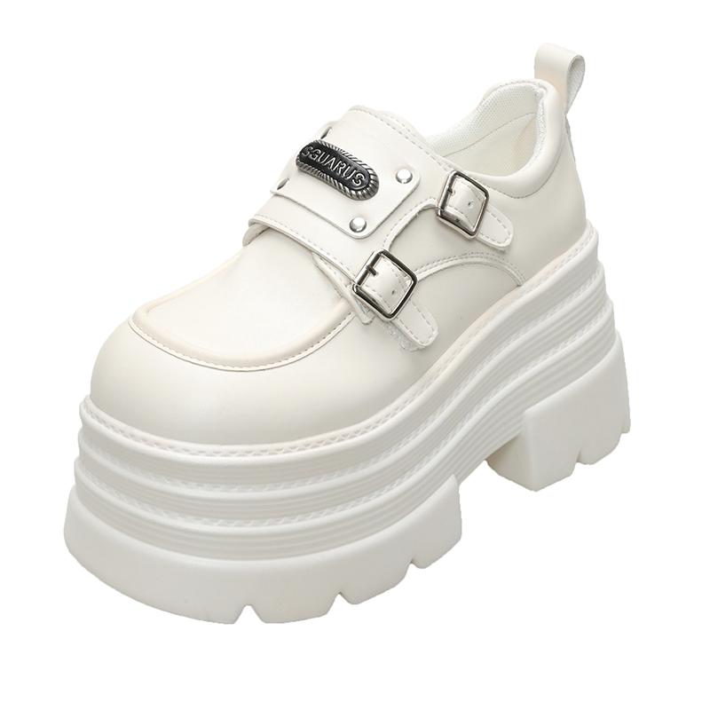 Модные женские кожаные кроссовки Новинка 2025 Весна Высокая платформа Шнуровка Повседневная обувь Толстая подошва 10 см Каблуки Обувь для ходьбы Zapatos Mujer