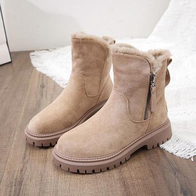 Женские зимние ботинки средней высоты нового стиля - теплые, с бархатом, плотный хлопок, размер 35-42