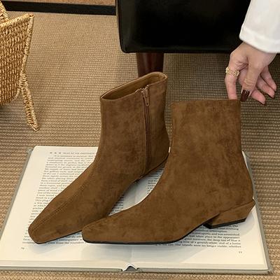 Модные Liyke Новые Модные Ботильоны на Молнии с Квадратным Носком Женские Дизайнерские На Низком Каблуке Банкетные Туфли Современные Короткие Ботильоны Zapatos De Mujer