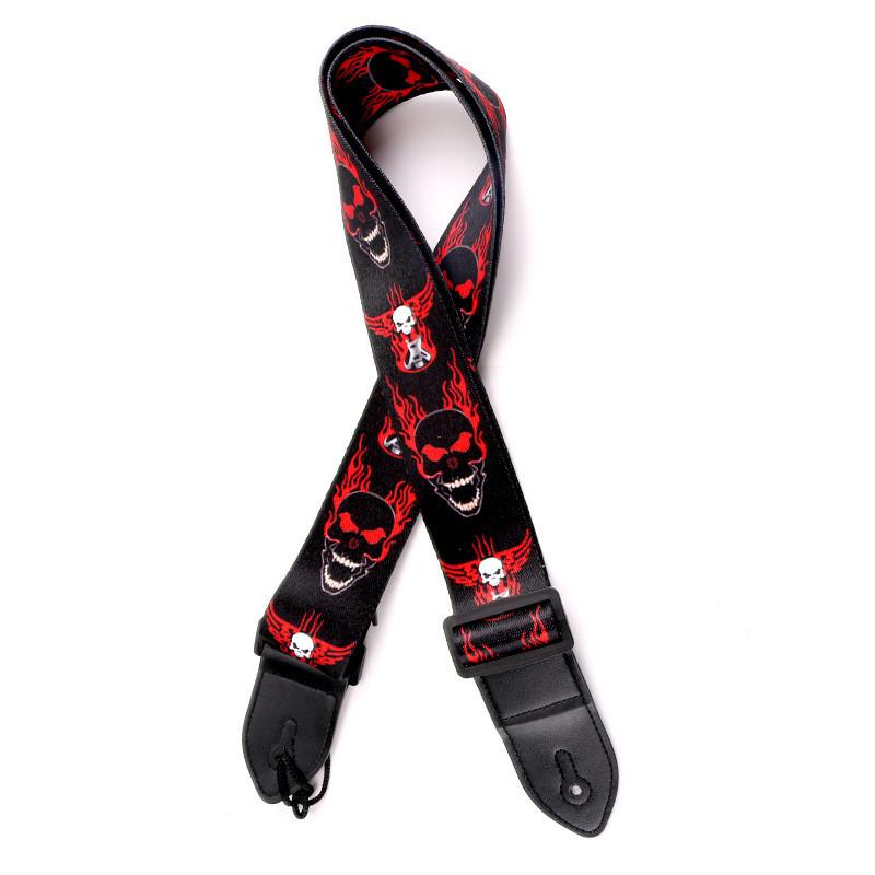 Регулируемый кожаный и тканевый гитарный ремень в этническом стиле с различными узорами для акустических и бас-гитар