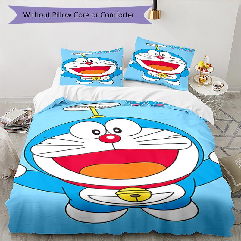 Doraemon Adventure 3‑Piece Bedding Set,Soft Breathable Duvet Cover with 31 Pillowcases,Multi‑Scene for Bedroom Dorm,Perfect Holiday Birthday Gift for