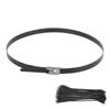 100pcs 304 Stainless Steel Cable Ties Self Locking Black Zip Ties for Ship Label Wire Harness