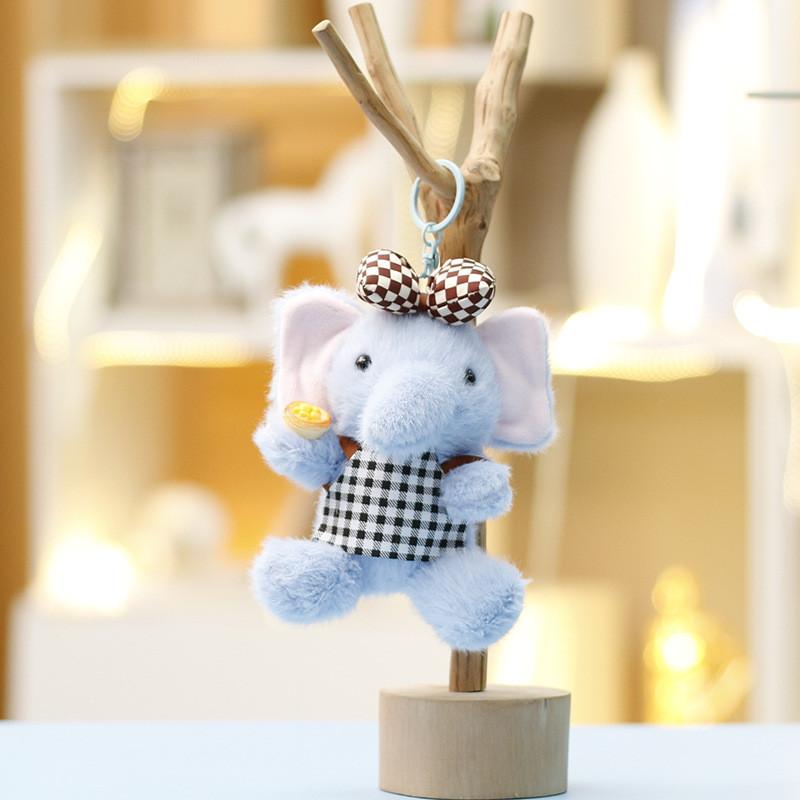 Cartoon Elephant Plush Doll With Short Pile Material Gift For Kids And Teens Keyring Accessory