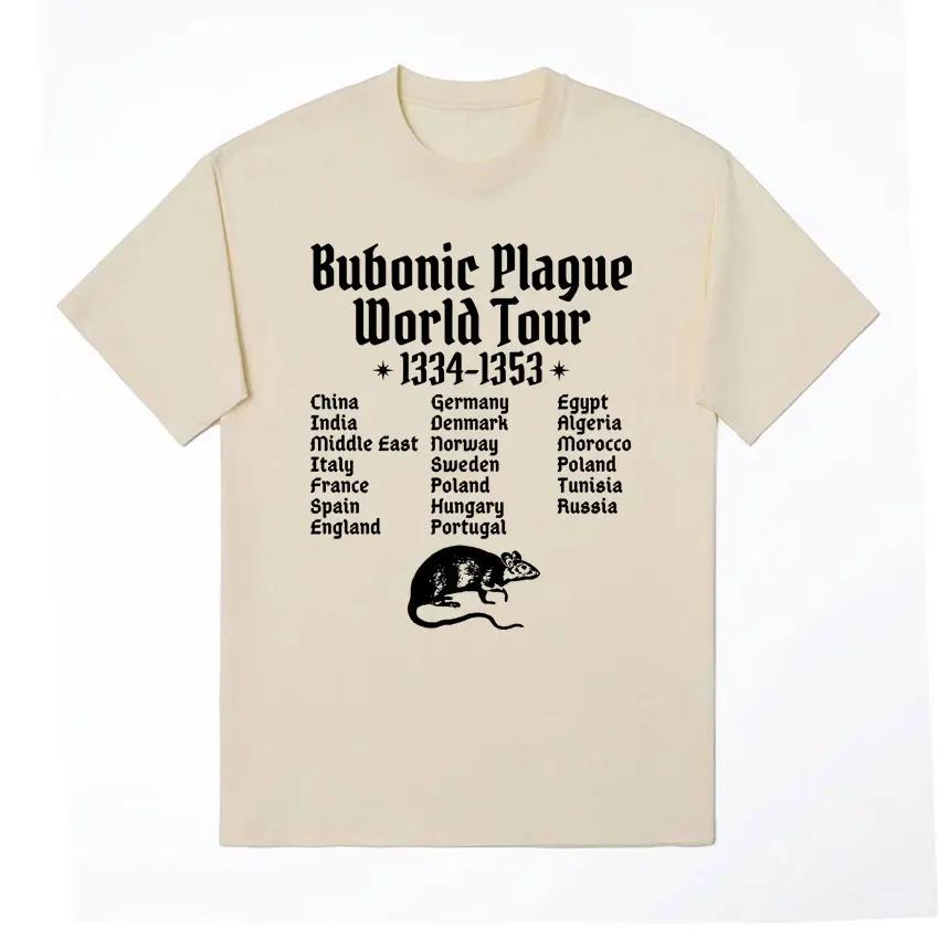 Футболка с принтом Bubonic Plague World Tour для женщин, забавная готическая футболка Meme, винтажные повседневные футболки больших размеров, уличная одежда