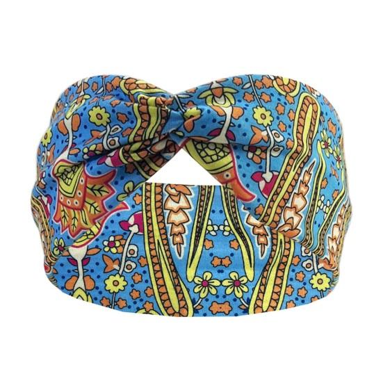 Женская повседневная повязка на голову для йоги с перекрестным узлом, высокоэластичная тюрбан в богемном стиле с принтом, повязка на голову, поглощающая пот, спортивная повязка для волос