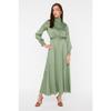 Тканое вечернее платье с зеленым воротником и манжетами и драпировкой с поясом Tctss22eb0142