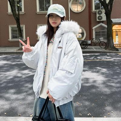 Осень-зима, утепленная теплая парка, женская повседневная милая однотонная Свободная куртка с капюшоном и большим карманом, верхняя одежда
