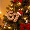 Yousheng 2 Pcs 67 Christmas Ornaments Funny Six Seven Gingerbread Hanging Ornament Acrylic Holiday Tree Decor Gift for Teens Kids Family Coworkers