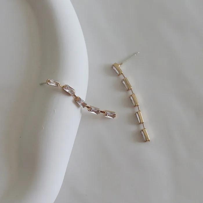 _yy27 Золотые Серьги-цепочки с Драгоценными Камнями