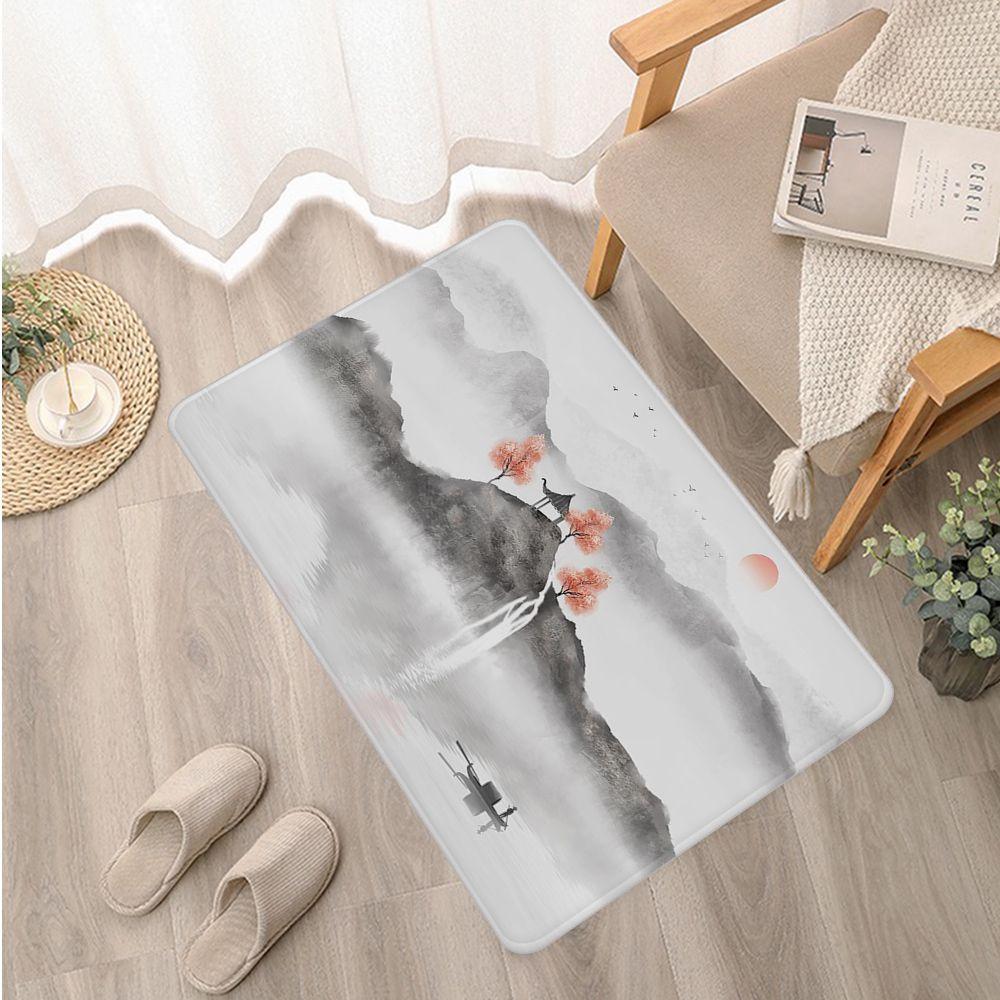 Нескользящий дверной коврик для спальни, спальни, балкона, гостиной, прикроватный ковер, китайский пейзаж, коврик для ванной комнаты