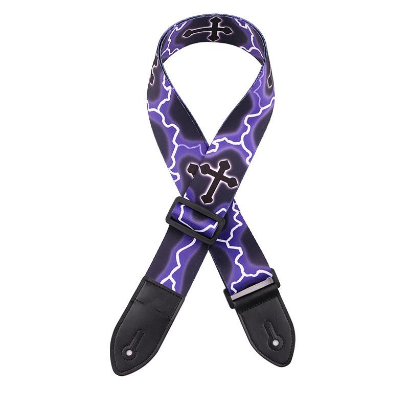 Регулируемый кожаный и тканевый гитарный ремень в этническом стиле с различными узорами для акустических и бас-гитар