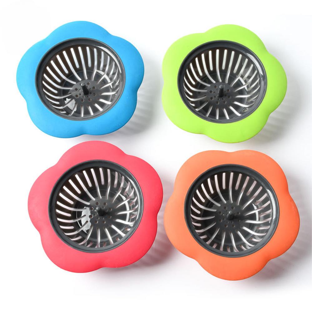 Kitchen Mesh Sink Drain Silicone Strainer Flower Shape Bathroom Drain Hair Filter Fine Hole Drain Trap Waste Screen