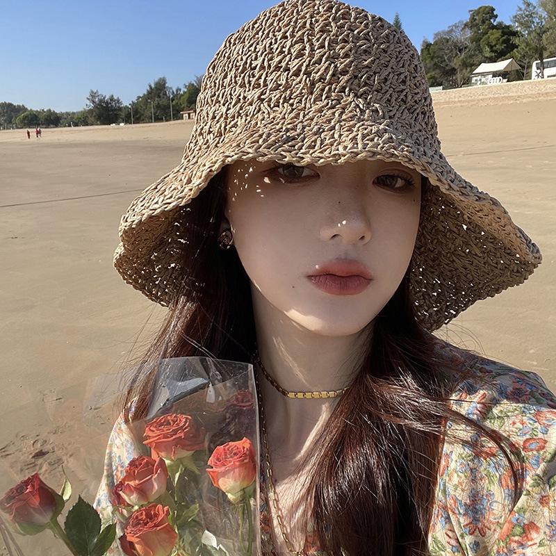 Соломенная шляпа женская летняя морская японская соломенная шляпа ручной работы от солнца, маленькая свежая пляжная шляпа для отдыха на пасторе
