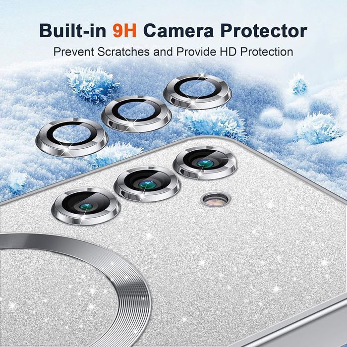 Protective Case - BOOLING - for Samsung Galaxy S24 Plus - Silver - Magnetic Ring - 2 Tempered Glasses