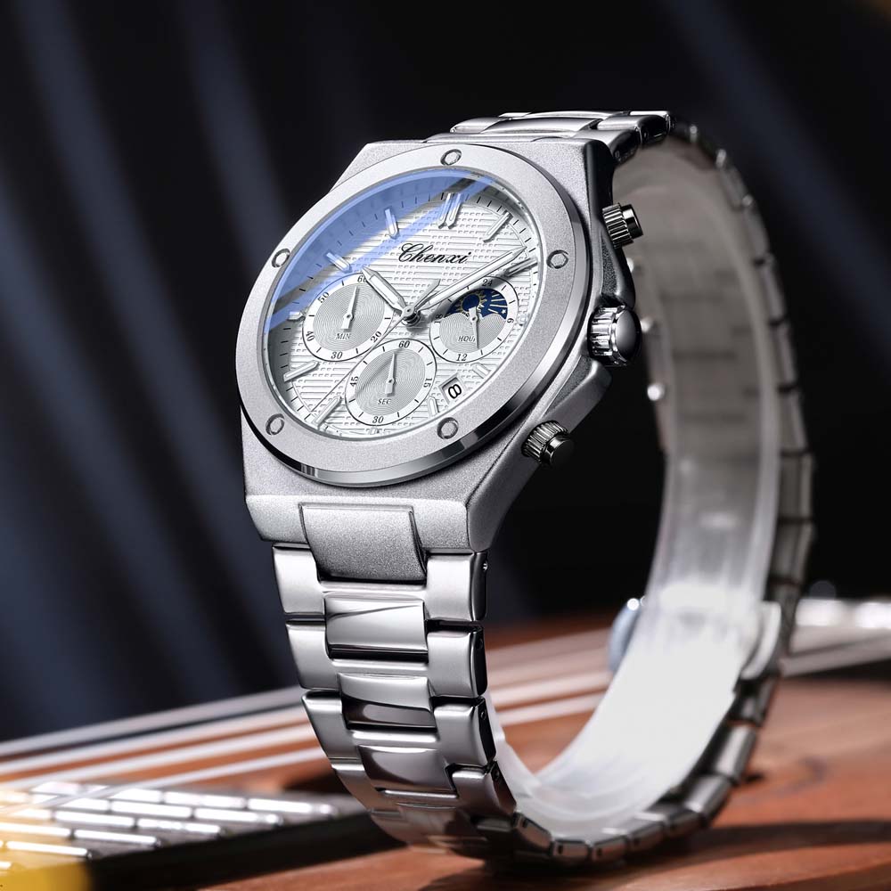 CHENXI Multifunctional Quartz Men's Watch Trendy Men's Wristwatch Luminous Chronograph Water-Resistant Male Clock reloj hombre