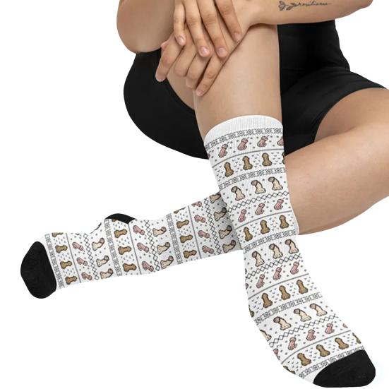 Носки на День святого Валентина, носки с рисунками нахальных грудей, эластичные забавные носки до середины икры для мужчин и женщин, подарок на День святого Валентина, годовщину для него/нее