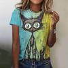 Ladies' Loose T-shirt Breathable Round Neck Short Sleeved Tee Women Fashion 3D Digital Printing Cute Cartoon Funny Animal T Shirts