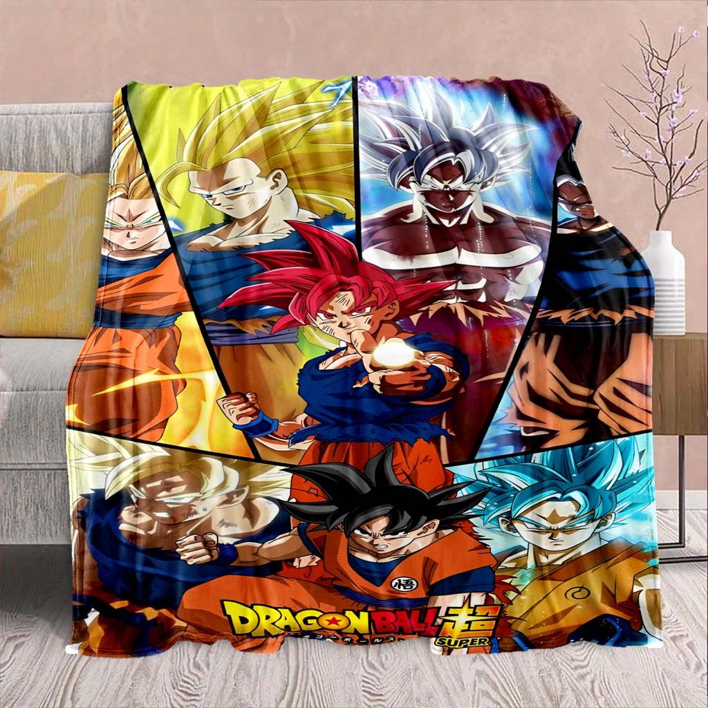Фланелевое одеяло из аниме Dragon Ball - Мягкое, теплое, идеально подходит для дивана, постельного белья, кемпинга, путешествий, офиса, домашнего декора -QJY