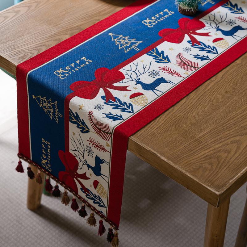Зеленый Рождественский Декор Настольной Дорожки для Обеденного Стола Серванта Тумбы для Обуви Праздничная Скатерть