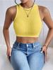 Круглый вырез ребристый топ однотонный укороченный топ женский летний трикотажный топ модный женский укороченный жилет без рукавов Y2K