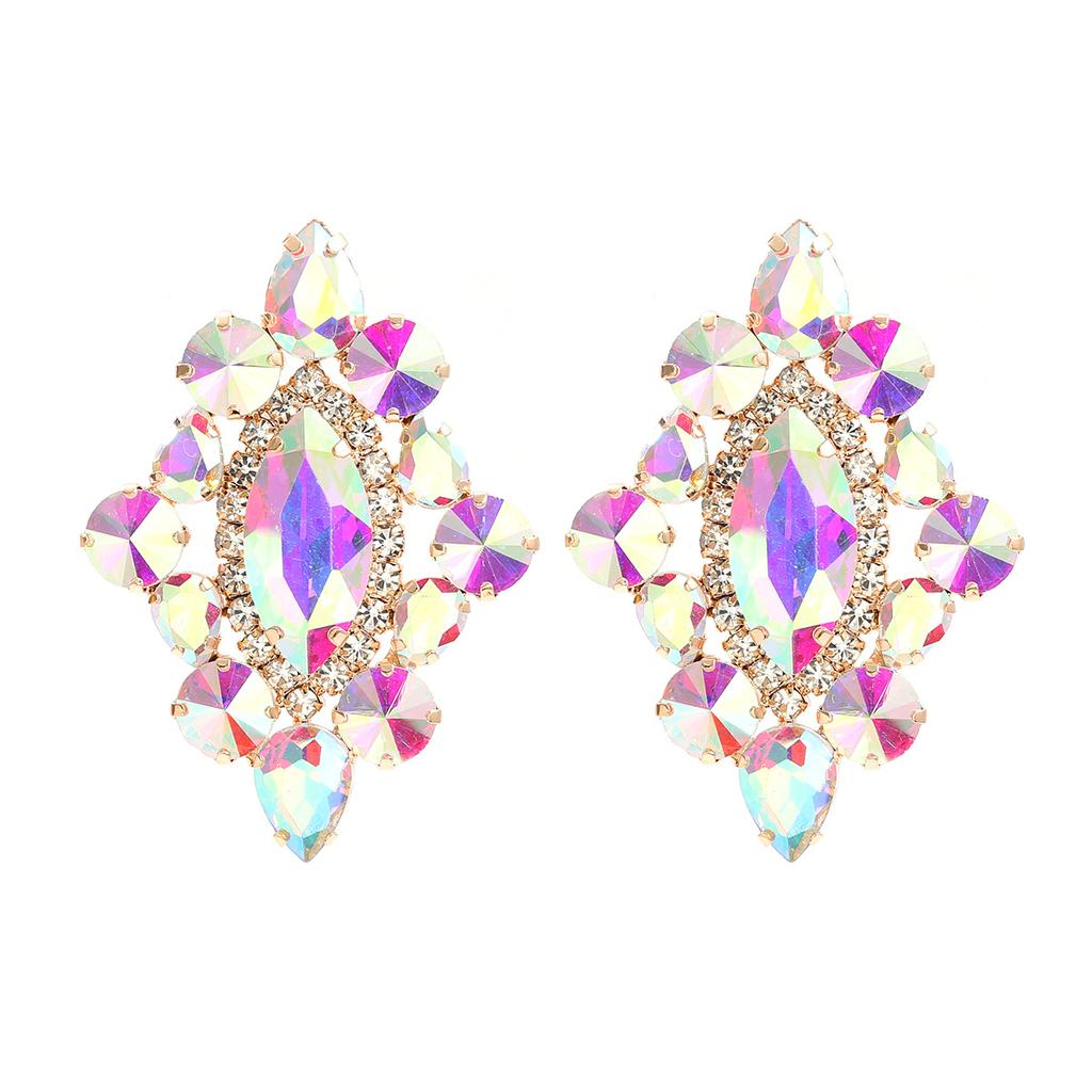 Fashion Trend Heavy Industry Earrings Women's Earrings Colored Flower Exaggerated Bridal Luxury Jewelry