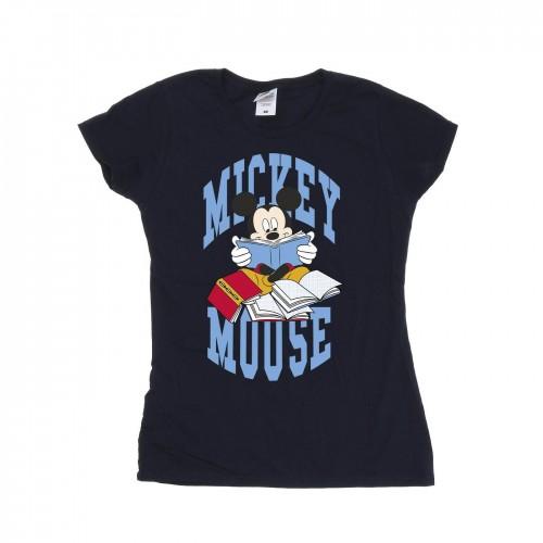 Disney Womens/Ladies Mickey Mouse Reading Books Cotton T-Shirt