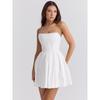 House Same Style Beautiful White Strapless Dress French Sweet First Date Chic Pleated Sleeveless Dress Dress