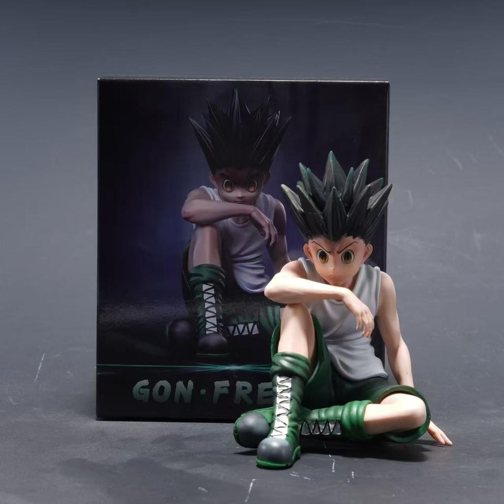 Мультяшная фигурка-модель из аниме Hunter x Hunter, сидячая поза, фигурка Killua Zoldyck, статуэтка Gon Freecss GK, настольная кукла, подарок