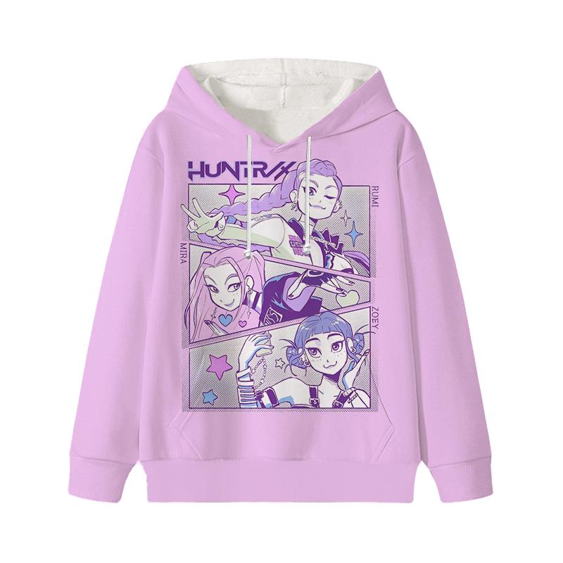 Толстовка Demon Hunters Zoey Rumi Mira KPop Huntrix Girl Детская толстовка Детская Саджа Мальчики Пуловер Харадзюку Осень Зима Топы