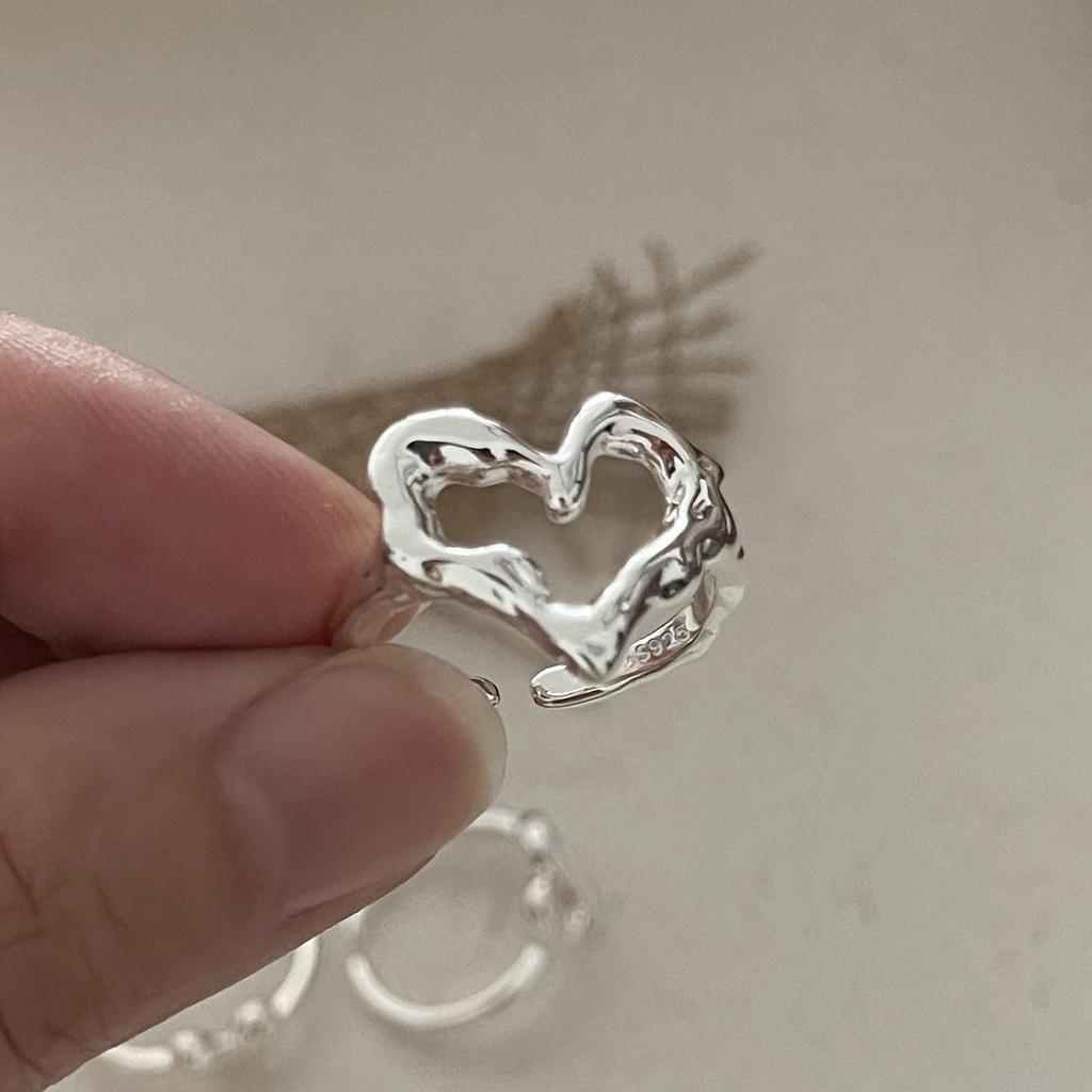 925 Sterling Silver Rings for Women Men Couple Minimalist Handmade Shinning Heart Ring Party Jewelry Gift Prevent Allergy