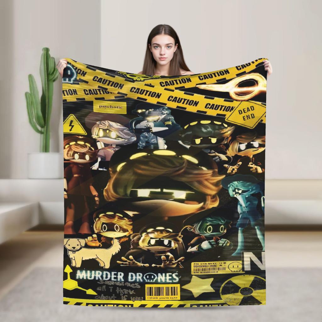 Murder Drones Blanket  Super Warm Aesthetic Plush Throw Blanket For Kids Adult Outdoor Flannel Bedspread Bed Cover
