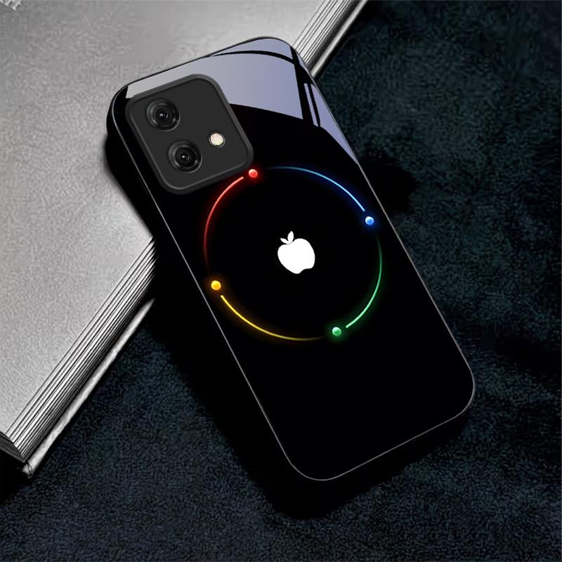 Чехол для телефона с кольцом неонового цвета и черным стеклом для Motorola Moto G14 G22 G24Power G24 G34 G35 G45 G54 G55 G75 G84 G85 Жесткий черный чехол