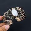 Rainbow Moonstone Gemstone Pure Copper Wire Wrapped Handmade Cuff/Bangle Jewelry